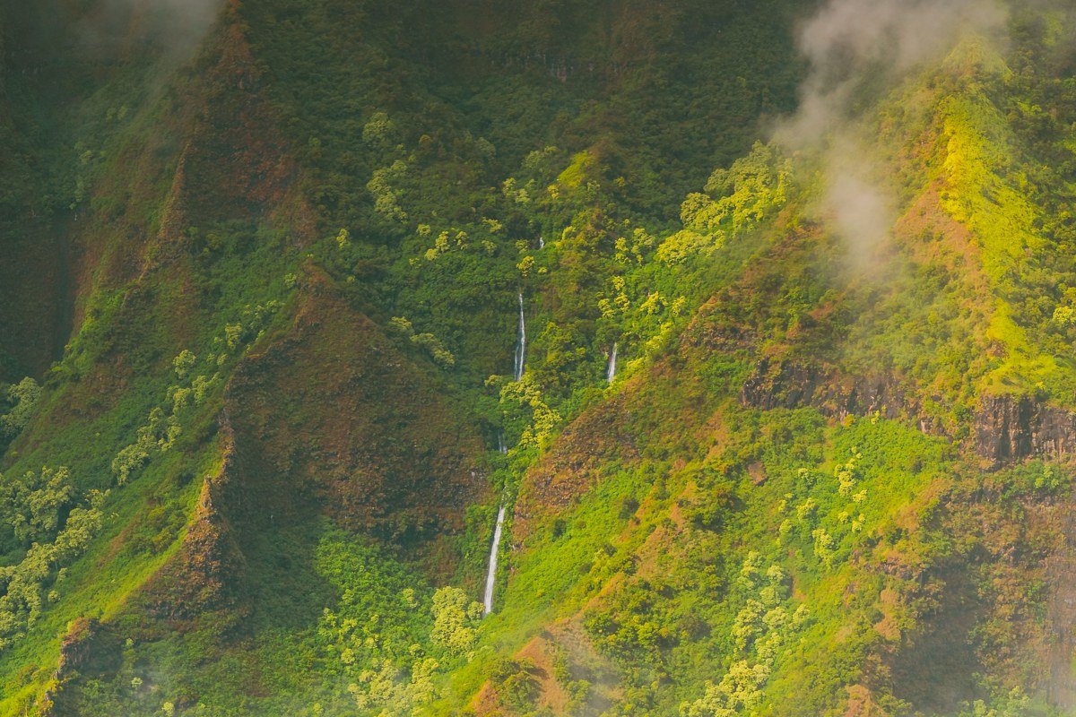 Halawa Valley Molokai twin waterfalls and green taro terraces