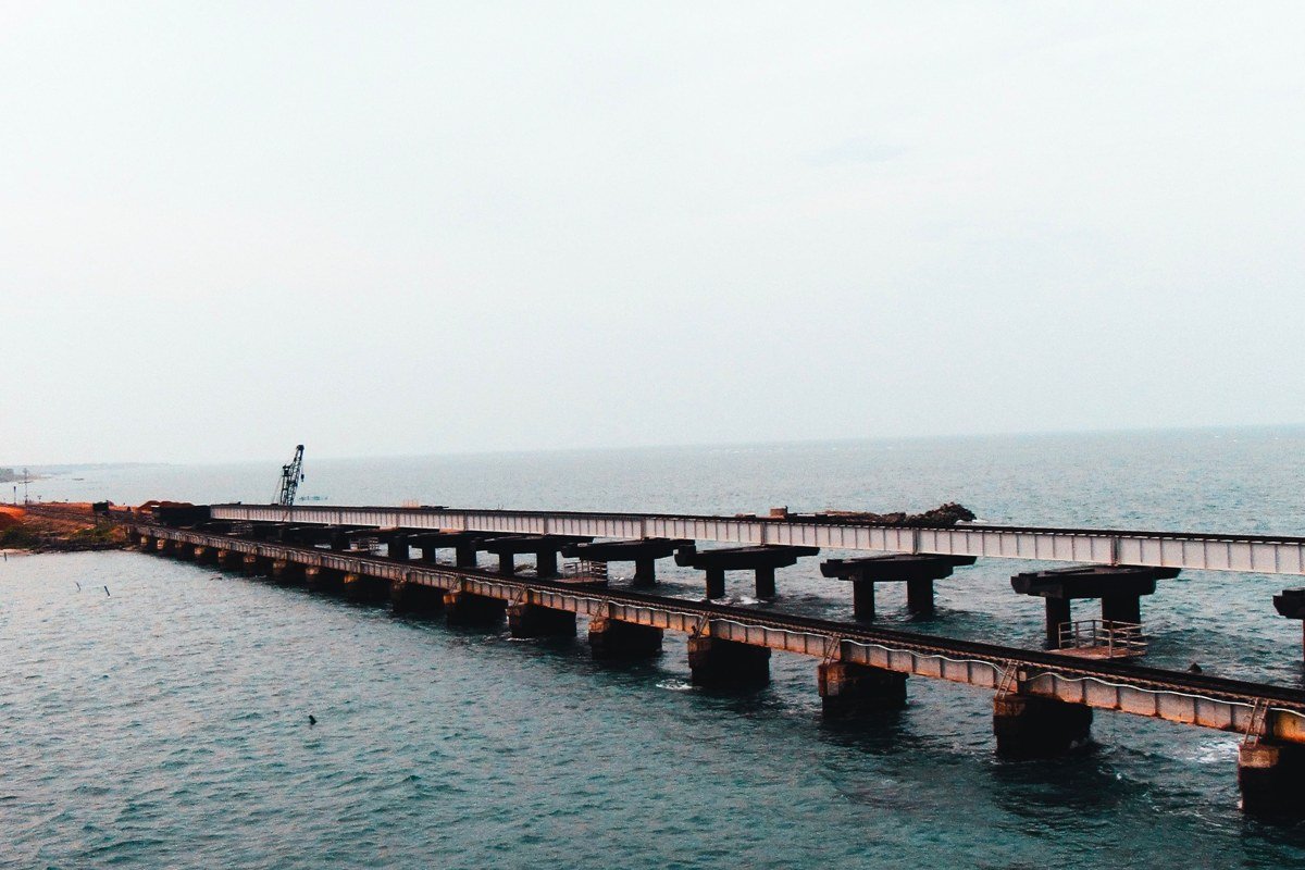 Seven Mile Bridge Florida Keys stretching over open water toward the horizon
