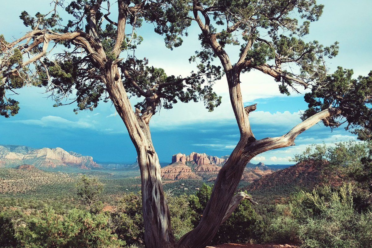 360-degree mesa-top view from Doe Mountain as pink light moves across the valley