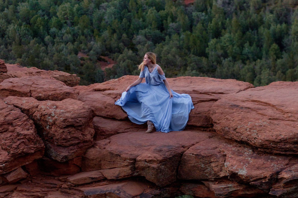 Airport Mesa Sedona Arizona saddle rock formation with juniper trees and panoramic valley view