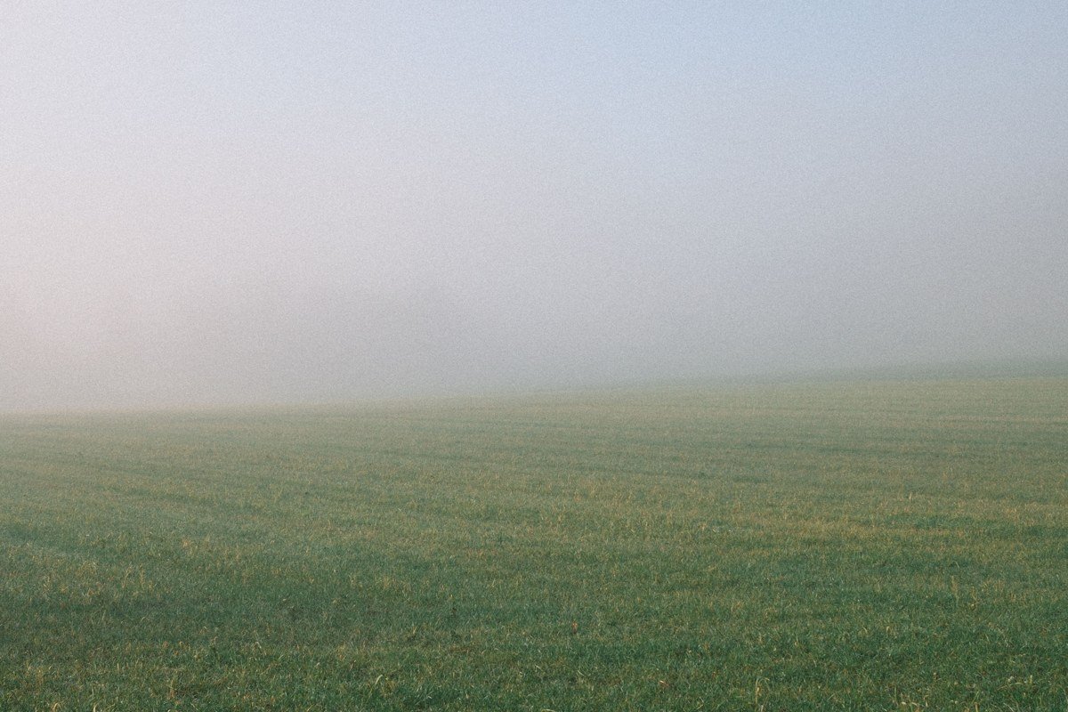 Garden Peninsula Michigan Lake Michigan shoreline fog over abandoned farmland